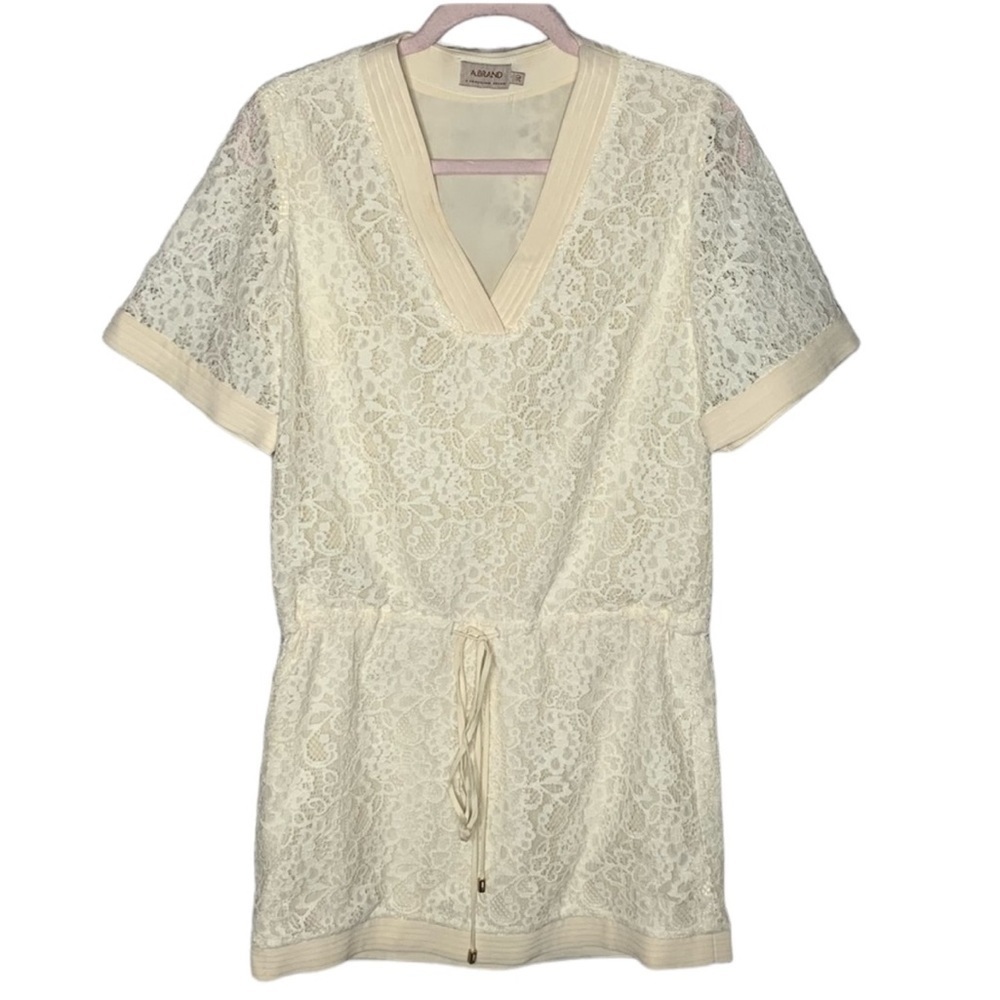 A.Brand Cream Lace Overlay Mini Dress